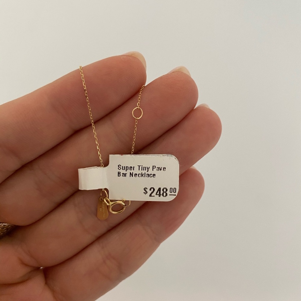 Adina Reyter Super Tiny Pave Bar Necklace Gold